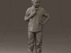 kid in jeans white shirt 0537 3d print ready Modello di stampa 3D