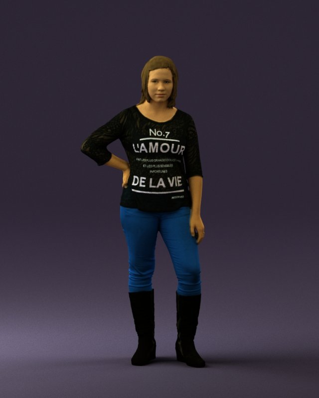 woman in black shirt de la vie 0540 3D 模型 .c4d .max .obj .3ds .fbx .stl .blend 