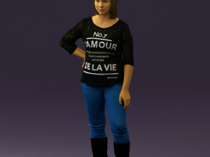 woman in black shirt de la vie 0540 3D 模型