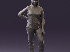 woman in black shirt de la vie 0540 3d print ready Modello di stampa 3D