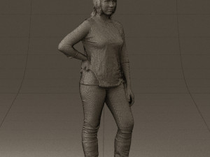woman in black shirt de la vie 0540 3d print ready Modello di stampa 3D