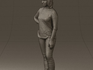 woman in black shirt de la vie 0540 3d print ready Modello di stampa 3D