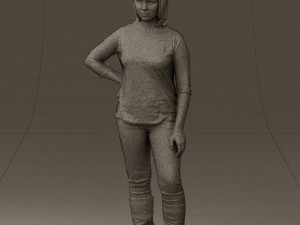woman in black shirt de la vie 0540 3d print ready Modello di stampa 3D