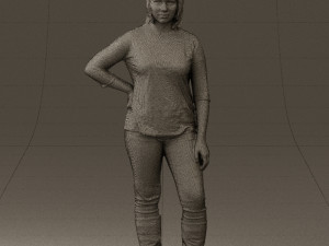 woman in black shirt de la vie 0540 3d print ready Modello di stampa 3D
