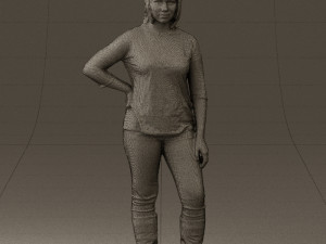 woman in black shirt de la vie 0540 3d print ready Modello di stampa 3D