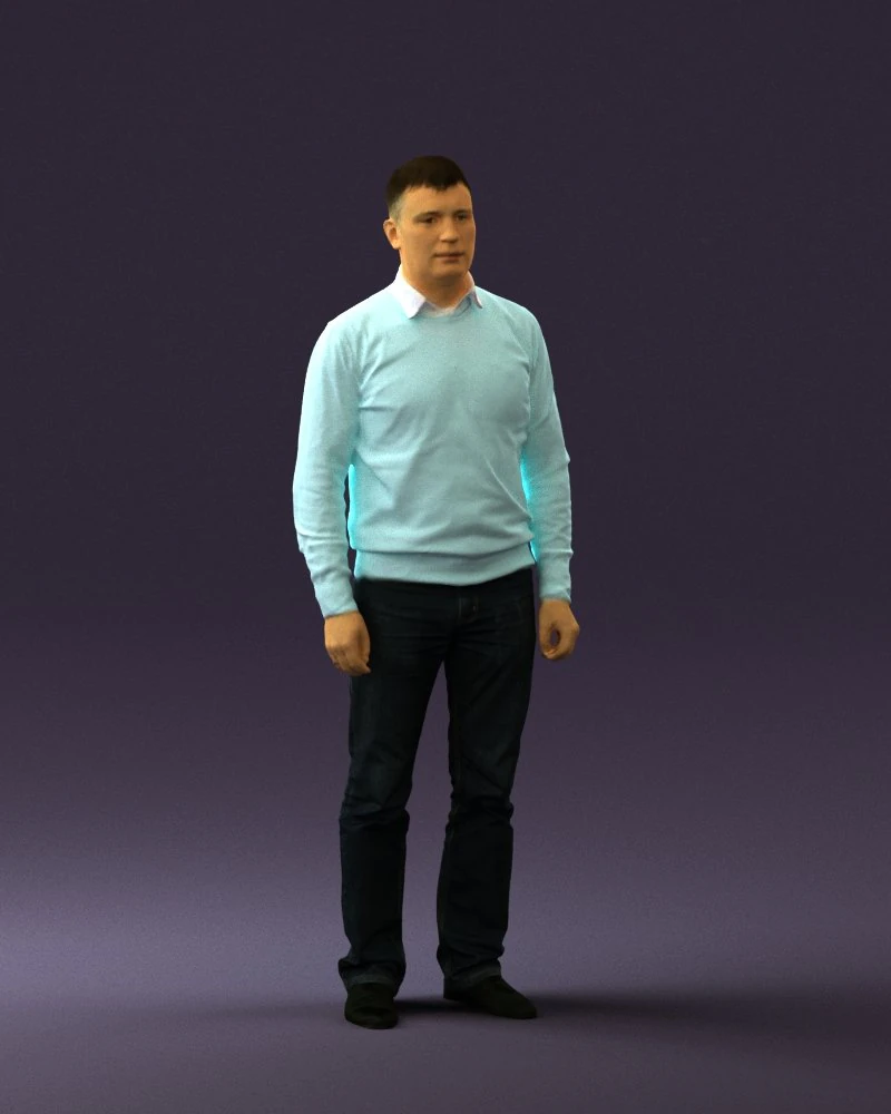 man in jeans blue sweater 0534 3D Model .c4d .max .obj .3ds .fbx .stl .blend 