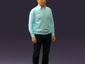 man in jeans blue sweater 0534 3D Model