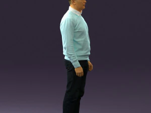 man in jeans blue sweater 0534 3D Model
