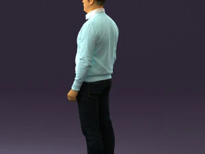 man in jeans blue sweater 0534 3D Model