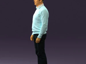 man in jeans blue sweater 0534 3D Model