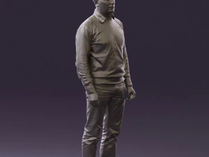 man in jeans blue sweater 0534 3D Model