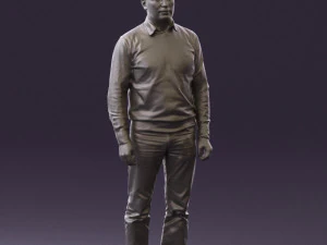 man in jeans blue sweater 0534 3D Model