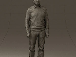 man in jeans blue sweater 0534 3D Model