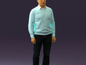 穿牛仔裤蓝色毛衣的男人 0534 3D 打印准备就绪 3D 打印模型