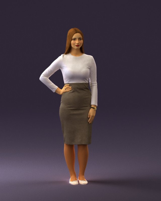 woman in office style look 0546 Modelo 3D .c4d .max .obj .3ds .fbx .stl .blend 