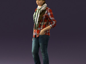 young woman in red plaid tshirt 0541 3D Модель