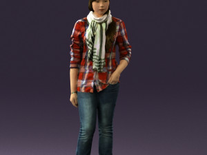 young woman in red plaid tshirt 0541 3D Модель