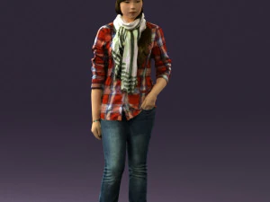 young woman in red plaid tshirt 0541 3d print ready 3D Print Model