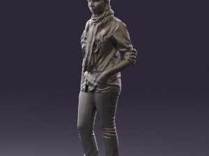 young woman in red plaid tshirt 0541 3d print ready 3D Print Model