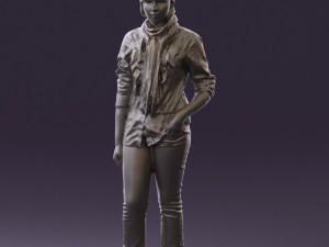 young woman in red plaid tshirt 0541 3d print ready 3D Print Model