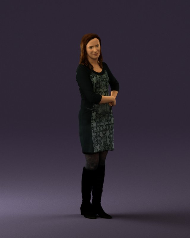 woman in black blue dress long shoes 0539 Modelo 3D .c4d .max .obj .3ds .fbx .stl .blend 