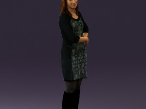 woman in black blue dress long shoes 0539 Modelo 3D