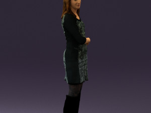 woman in black blue dress long shoes 0539 Modelo 3D