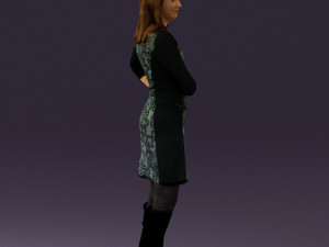 woman in black blue dress long shoes 0539 Modelo 3D