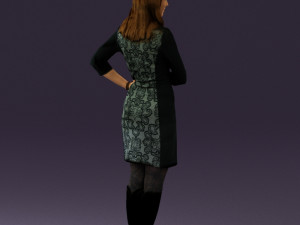 woman in black blue dress long shoes 0539 Modelo 3D