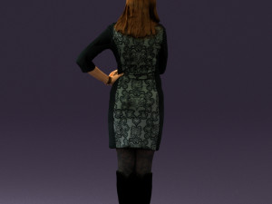 woman in black blue dress long shoes 0539 Modelo 3D