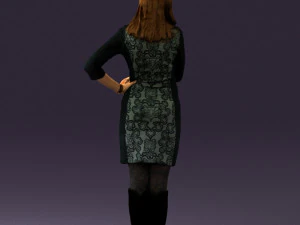 woman in black blue dress long shoes 0539 3D Model