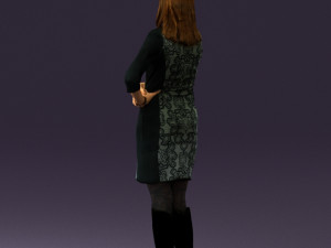 woman in black blue dress long shoes 0539 Modelo 3D