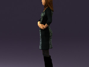 woman in black blue dress long shoes 0539 Modelo 3D