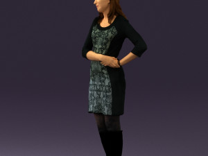 woman in black blue dress long shoes 0539 Modelo 3D