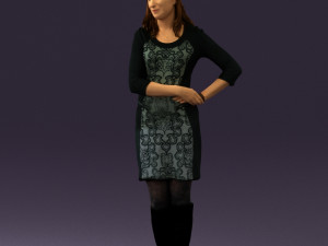 woman in black blue dress long shoes 0539 Modelo 3D