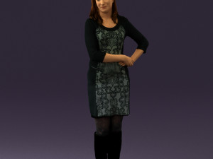 woman in black blue dress long shoes 0539 Modelo 3D
