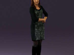 woman in black blue dress long shoes 0539 Modelo 3D