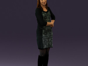woman in black blue dress long shoes 0539 Modelo 3D