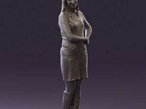 woman in black blue dress long shoes 0539 Modelo 3D