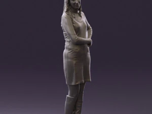 woman in black blue dress long shoes 0539 3D Model