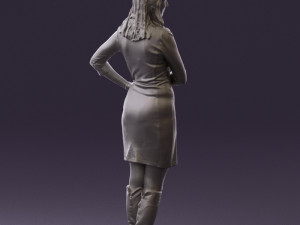 woman in black blue dress long shoes 0539 Modelo 3D