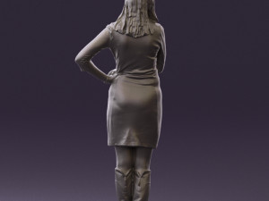 woman in black blue dress long shoes 0539 Modelo 3D
