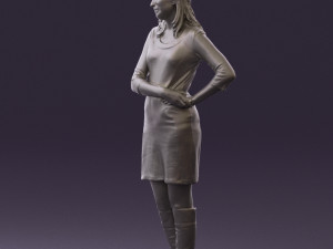 woman in black blue dress long shoes 0539 Modelo 3D