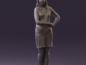 woman in black blue dress long shoes 0539 Modelo 3D
