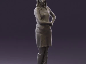 woman in black blue dress long shoes 0539 3D Model