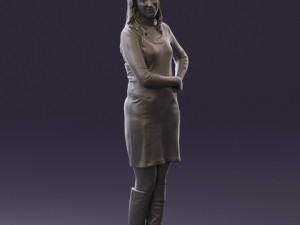 woman in black blue dress long shoes 0539 Modelo 3D