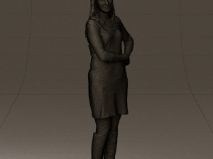 woman in black blue dress long shoes 0539 Modelo 3D