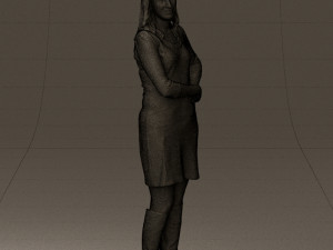woman in black blue dress long shoes 0539 Modelo 3D