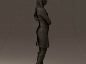 woman in black blue dress long shoes 0539 Modelo 3D