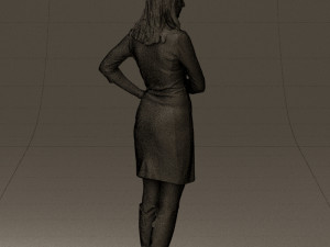 woman in black blue dress long shoes 0539 Modelo 3D